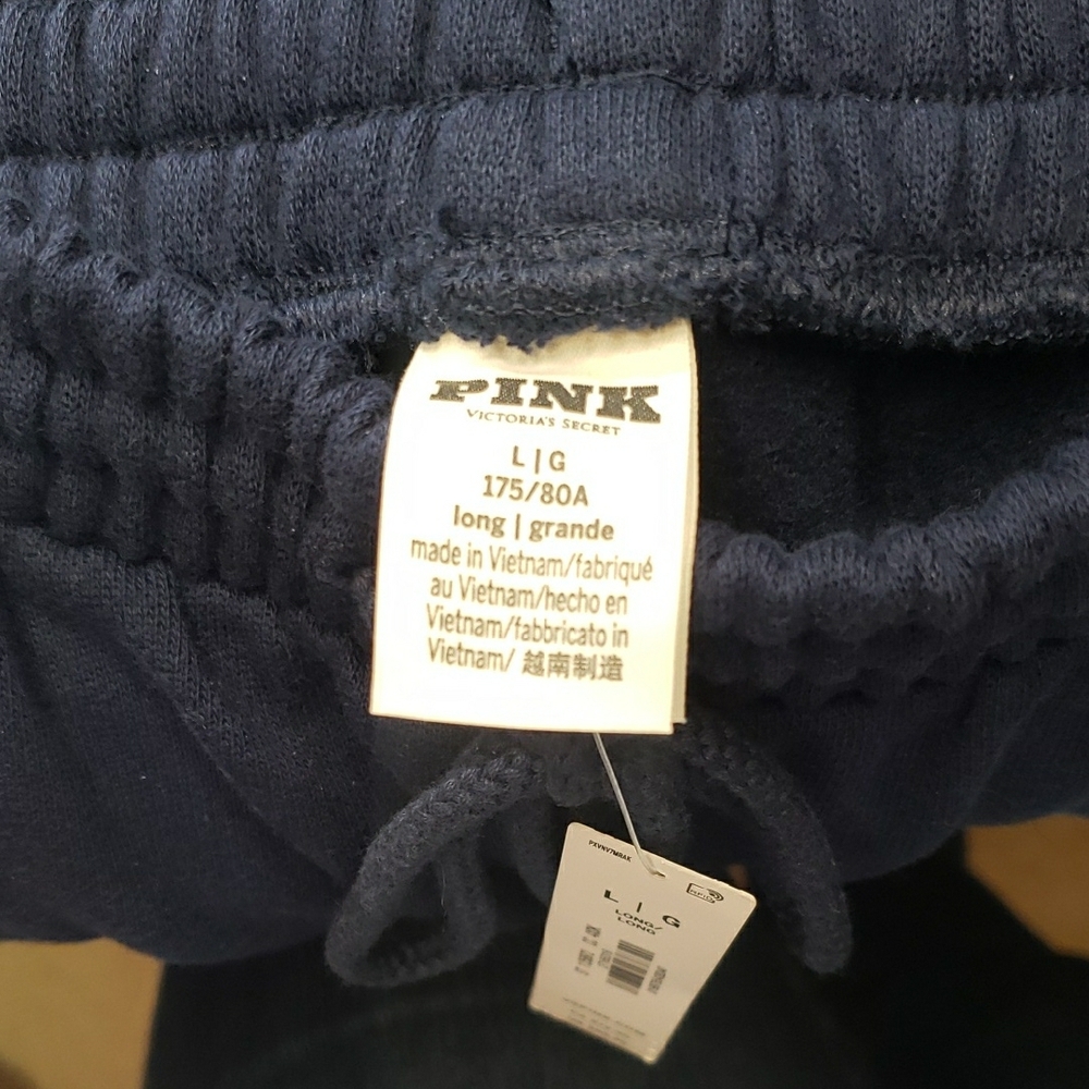 NWT TALL girl Friendly PINK Victoria's Secret Navy Drawstring Pants - Picture 3 of 17